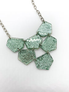 One of Kind Green Glitter Bib Necklace