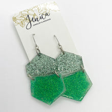 One of a Kind - Green Glitter Statement Earrings