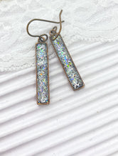 Silver Bar Glitter Dangle Earrings