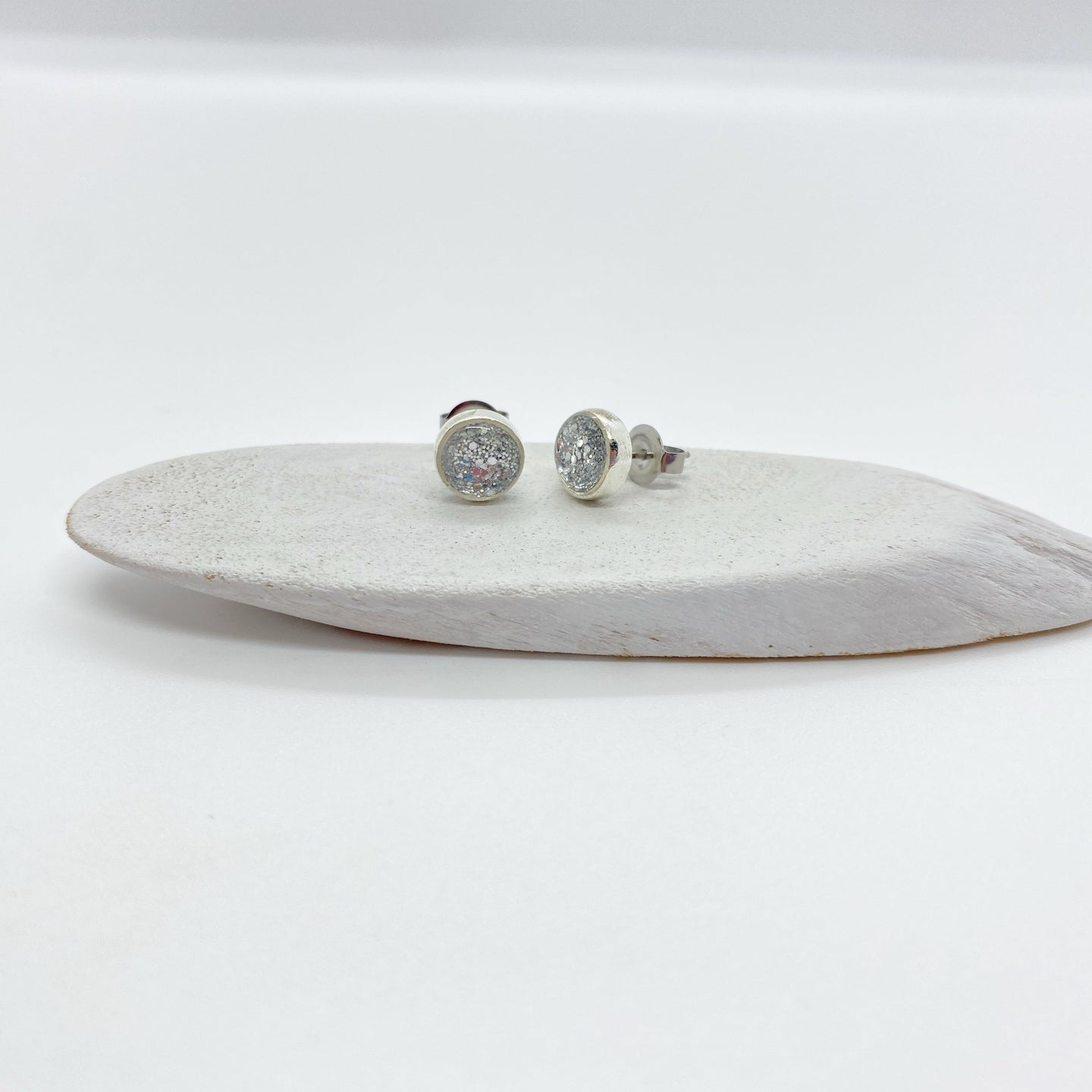 Small Round Silver Glitter Studs Multiple Options - Multiple Options