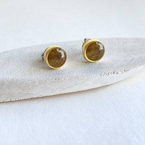 Small Gold Green Brown Grunge Stud Earrings -Multiple Options