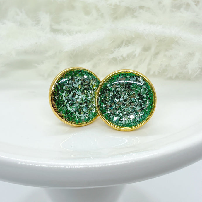 Ocean Green Glitter Stud Earrings - (Multiple Options)