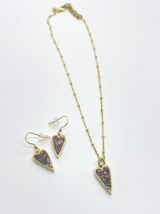 Multicolor Heart Necklace and Earrings Set