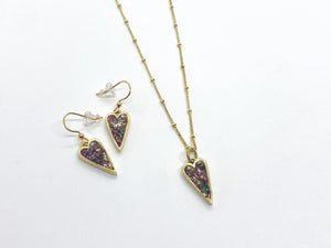 Multicolor Heart Necklace and Earrings Set