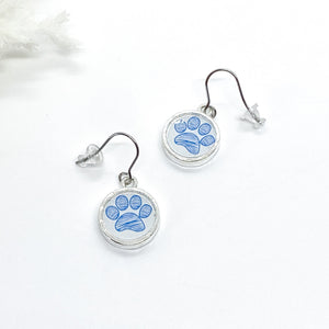 Round Dangle Paw Print Earrings