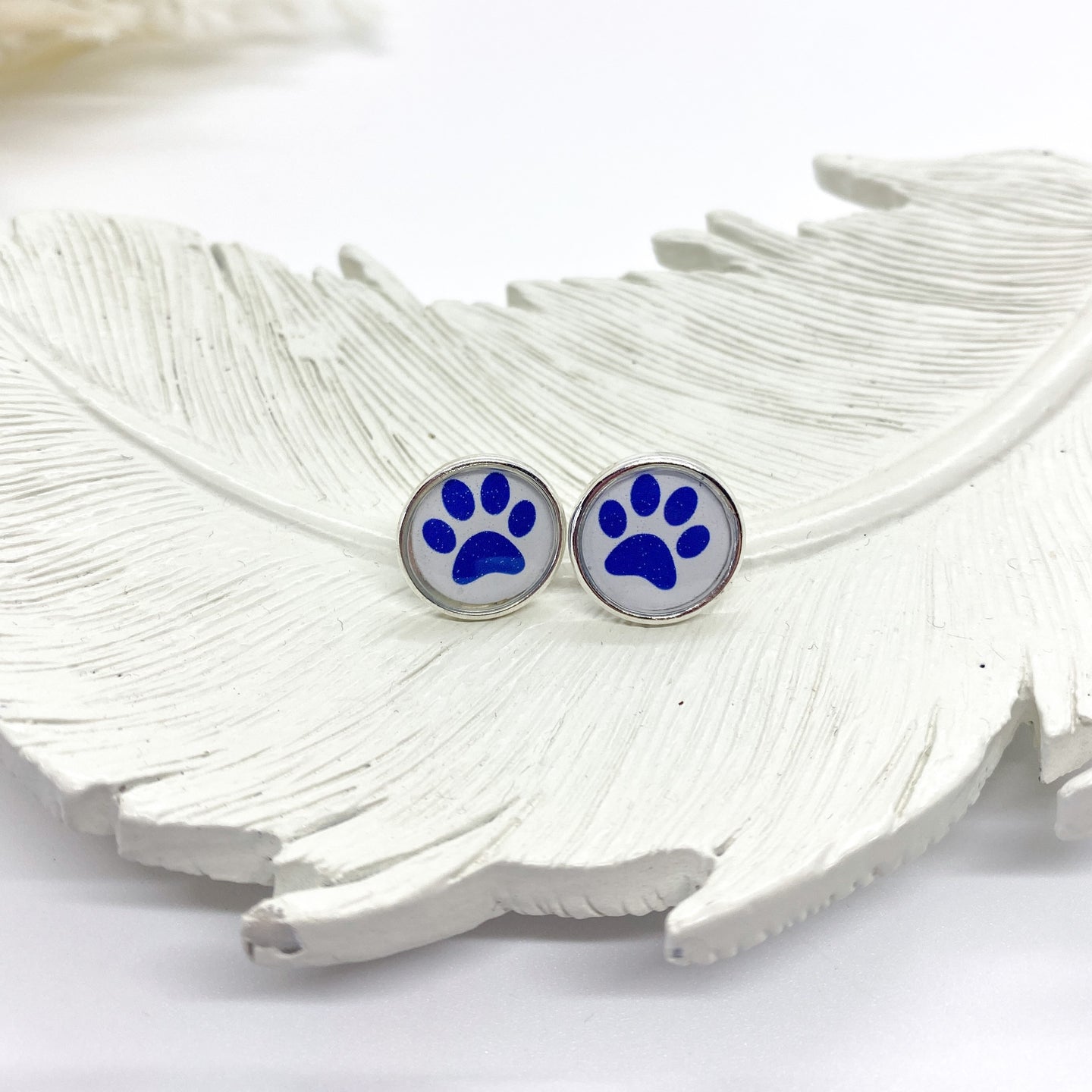 Paw Print Round Stud Earrings