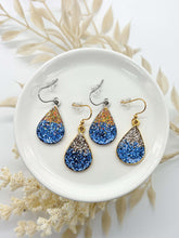 Blue & Gold Glitter Teardrop Earrings