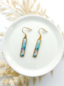Teal Watercolor Bar Earrings - Multiple Options
