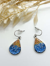 Blue & Gold Glitter Teardrop Earrings