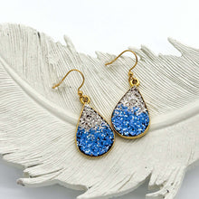 Blue & Gold Glitter Teardrop Earrings
