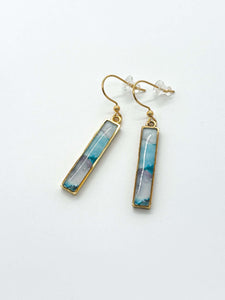 Teal Watercolor Bar Earrings - Multiple Options