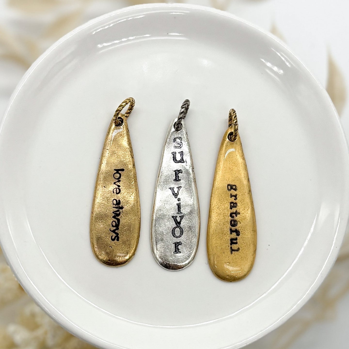 Love Always, Survivor, Grateful Charm or Necklace