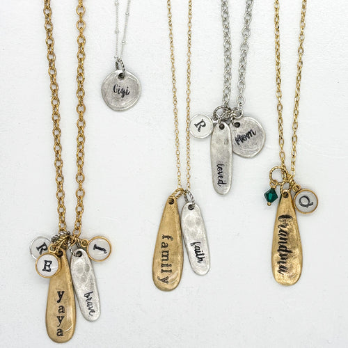Grandma or Mom Charm Necklace in Silver or Gold