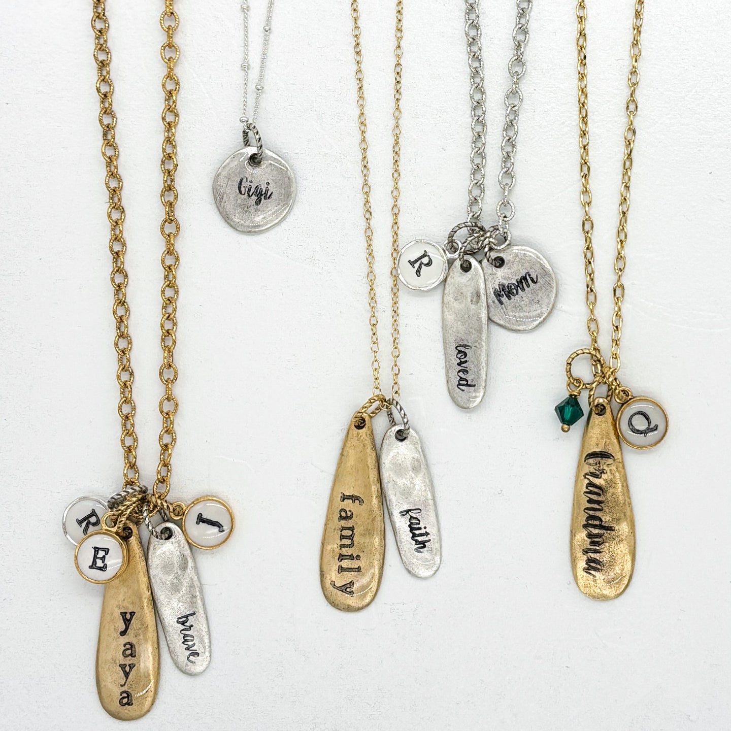Grandma or Mom Charm Necklace in Silver or Gold
