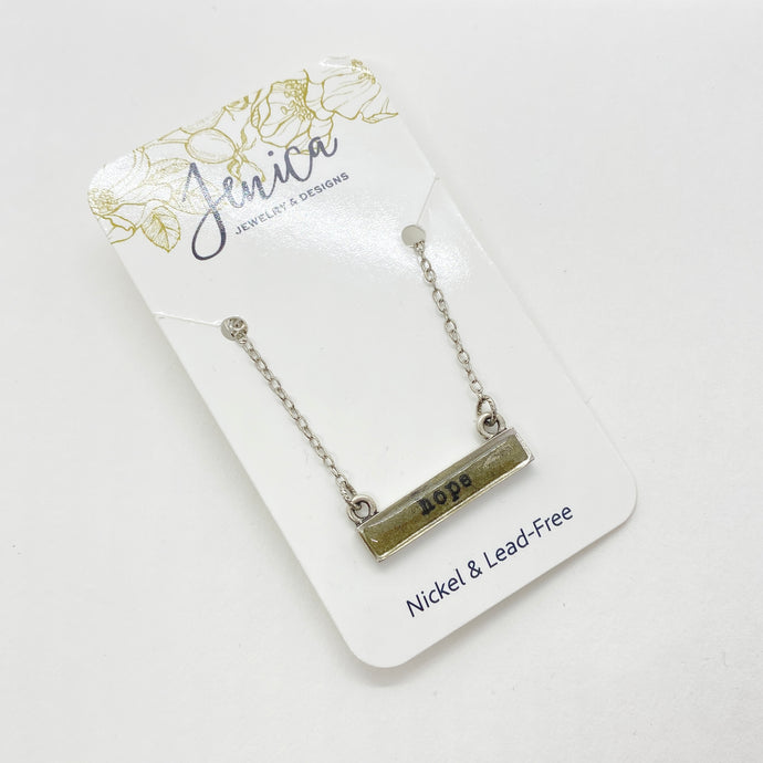 One of a Kind - Silver Hope Bar Necklace