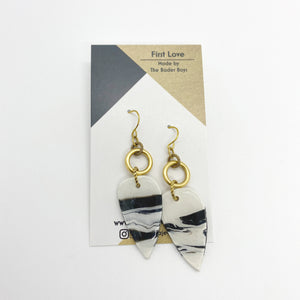 One of a Kind - Black and White Teardrop Earrings