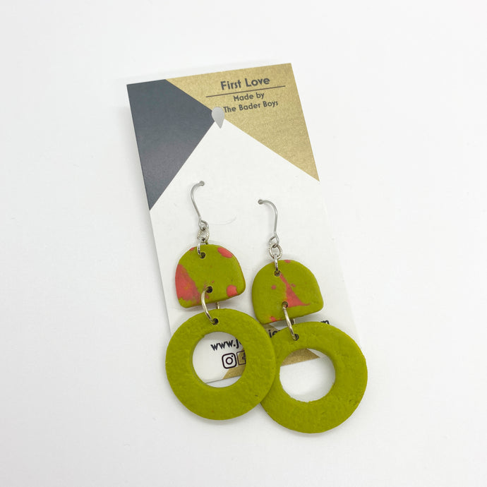 One of a Kind - Lime Green Dangle Earrings