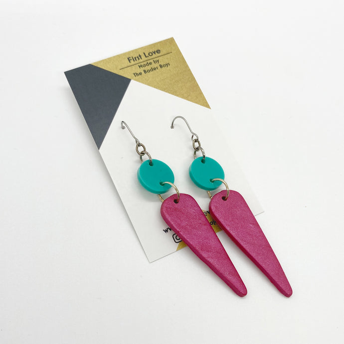 One of a Kind - Resin and Clay Long Dangle Earrings