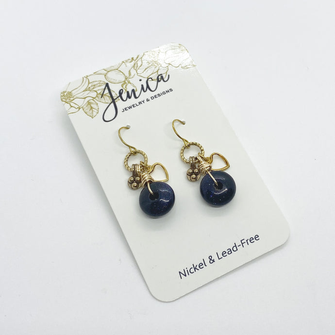 Limited Edition - Blue Goldstone Dangle Earrings