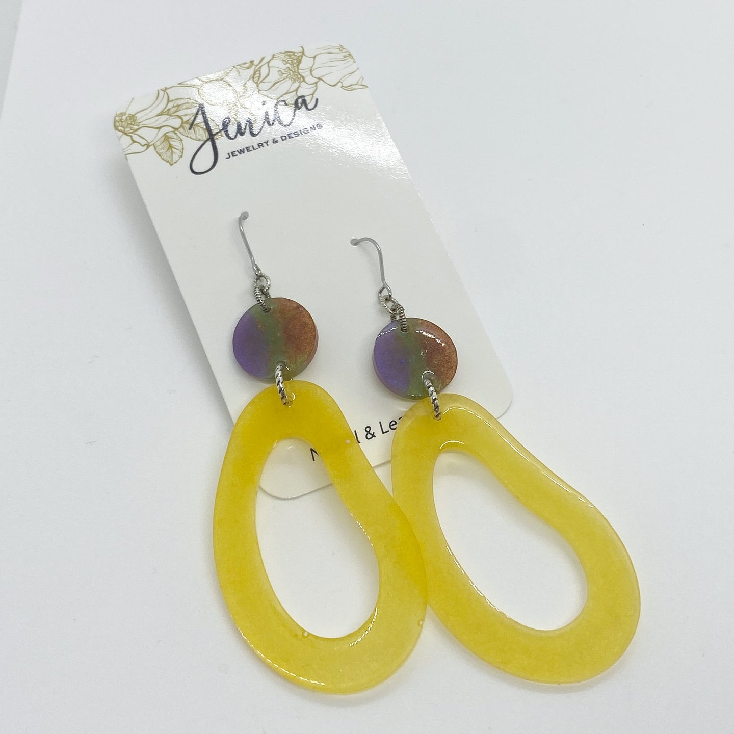 One of a Kind - Long Yellow Dangle Earrings
