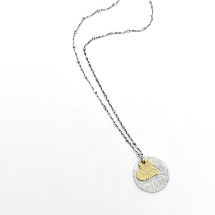 Silver & Gold Heart Necklace