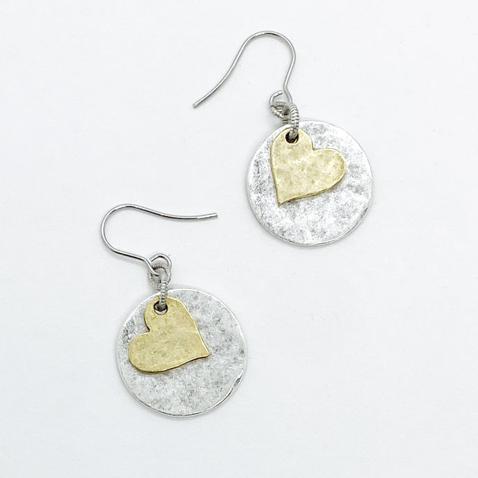 Silver & Gold Heart Earrings