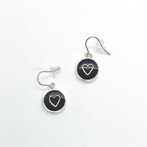 Black & Gold Heart Earrings