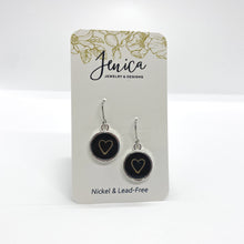 Black & Gold Heart Earrings