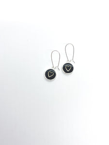 Black & Gold Heart Earrings