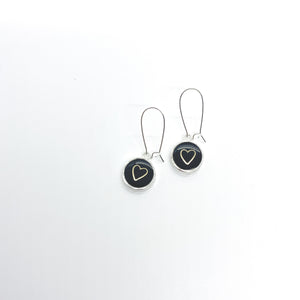 Black & Gold Heart Earrings