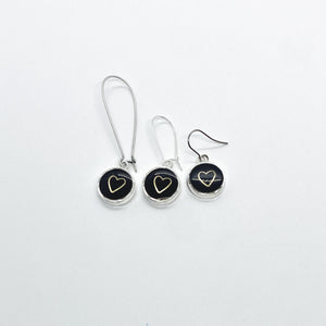 Black & Gold Heart Earrings