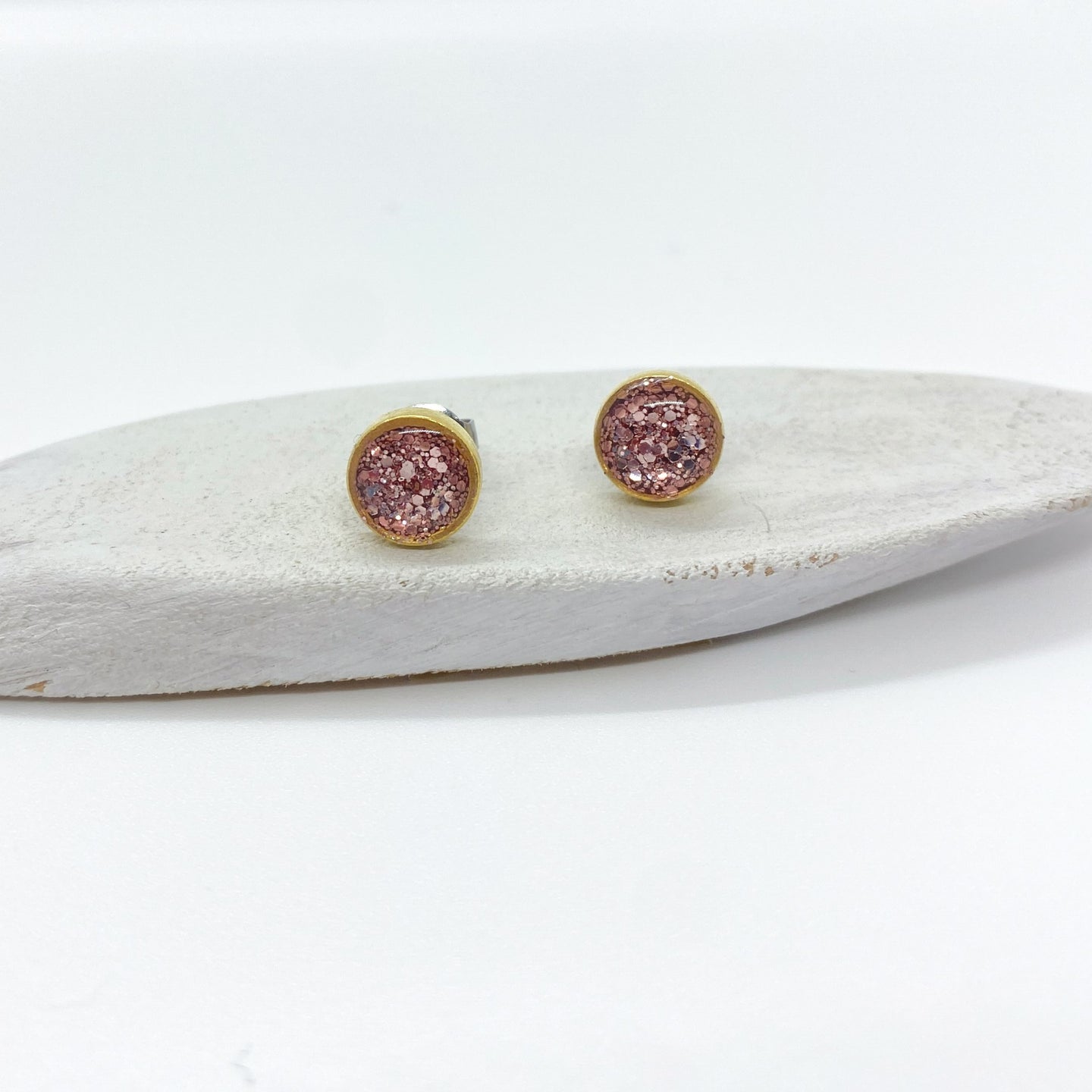 Small Light Pink Glitter Studs - Multiple Options