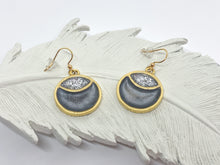 Grey and Glittery Round Dangle Earrings