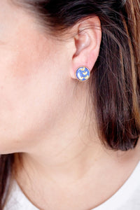 Teal Watermark Stud Earrings