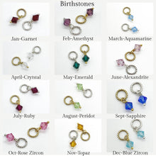 6mm birthstone crystals in silver and gold options.