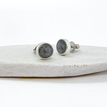 Modern Gray Round Studs: Petite Minimalist Boho Grey Posts, Silver Circle Everyday Hypoallergenic Earrings