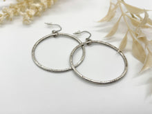 Large Silver Hoops, Rustic Hammered Boho Earrings, Everyday Gift for Friend (hypoallergenic)