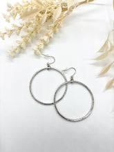 Large Silver Hoops, Rustic Hammered Boho Earrings, Everyday Gift for Friend (hypoallergenic)