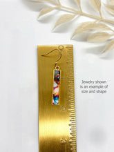 White Earrings: Gold Bars, Minimalist Rectangle Bridal Jewelry, Geometric Resin Dangles (Hypoallergenic)