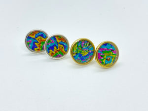 Bright Color Tie Dyed Stud Earrings
