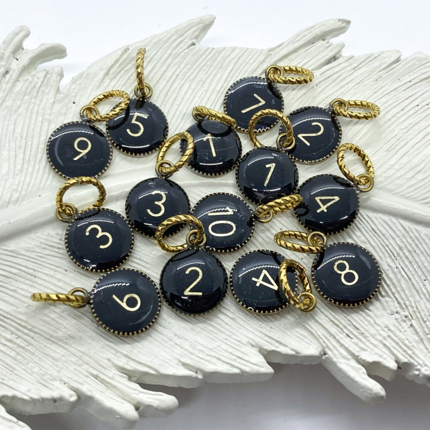 Small Round Black Number Charm