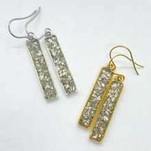 Silver Druzy Rectangle Dangle Earrings