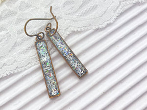 Silver Bar Glitter Dangle Earrings
