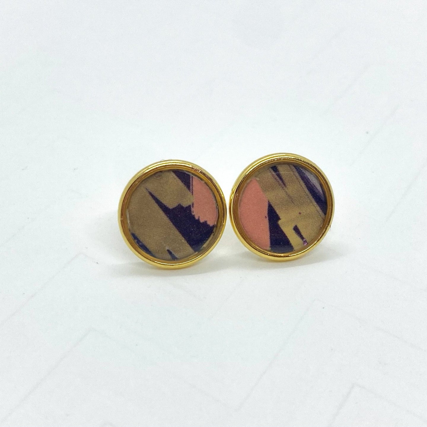 Pink, Gold & Navy Playfulness Stud Earrings