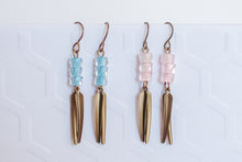 Turquoise or Pink Curved Spike Earrings