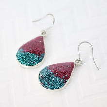 Teal & Red Teardrop Earrings