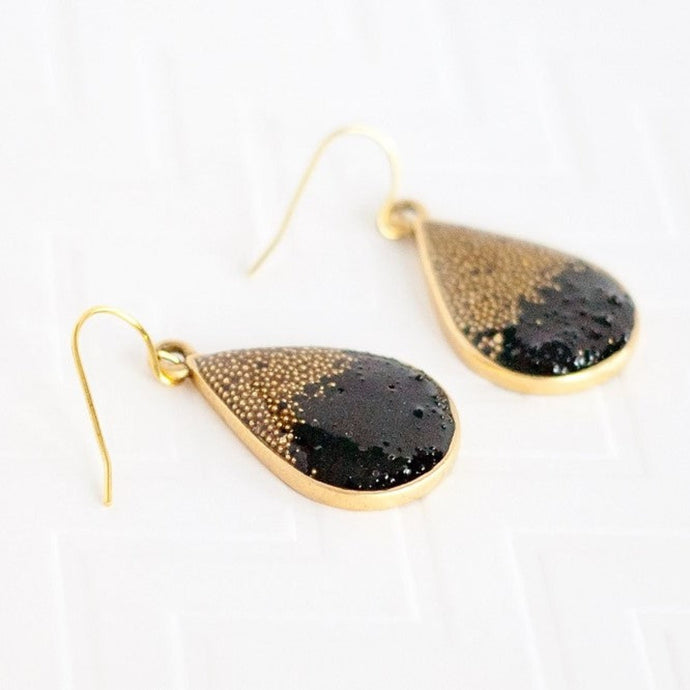 Black and Gold Teardrop Earrings
