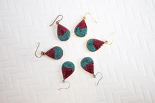 Teal & Red Teardrop Earrings