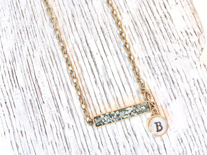 bar necklace with initial