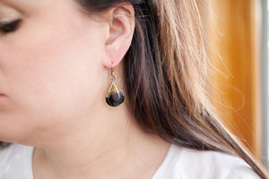 Black and Gold Teardrop Earrings